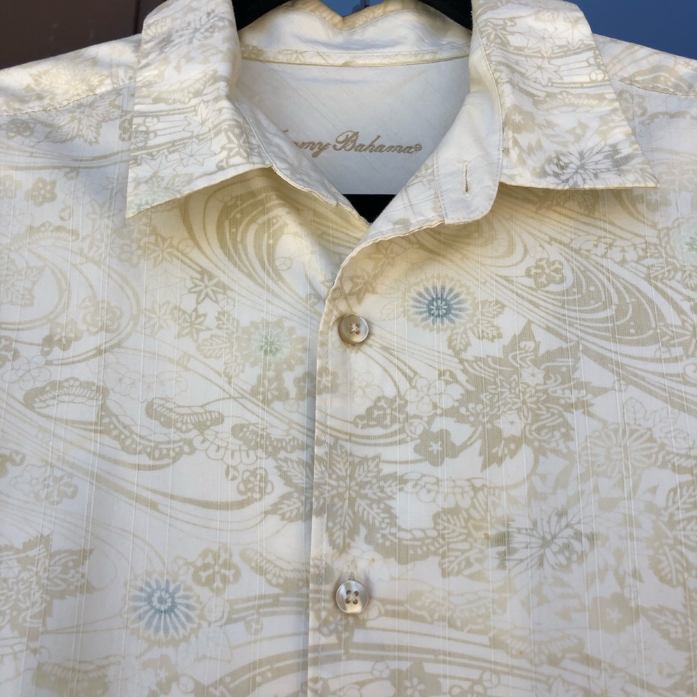 Tommy Bahama Off-White Hawaiian Dress Shirt M